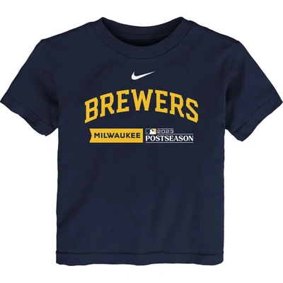 Shop Fanatics Youth Nike  Navy Milwaukee Brewers 2023 Postseason Authentic Collection T-shirt