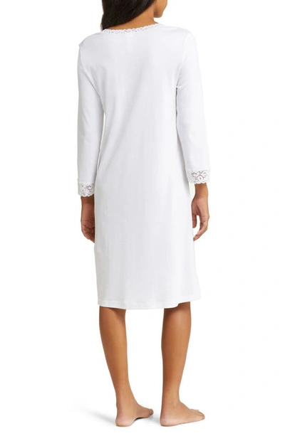 Shop Hanro Moments V-neck Cotton Nightgown In 101 - White