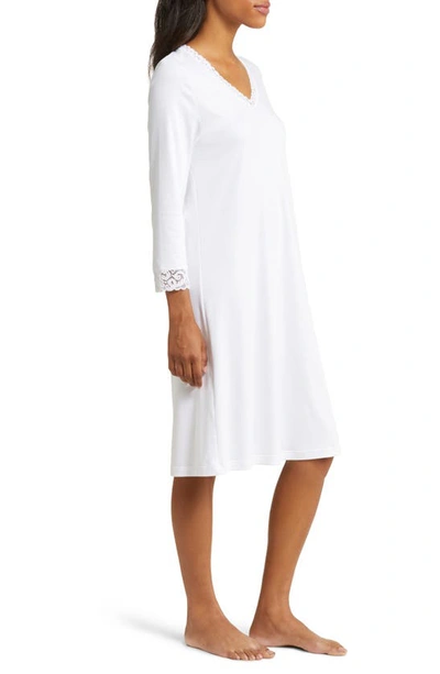 Shop Hanro Moments V-neck Cotton Nightgown In 101 - White