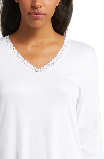 Hanro Moments Lace-trim Cotton Nightgown In 101 - White