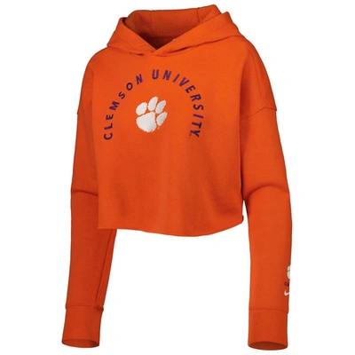 Shop Nike Orange Clemson Tigers 2-hit Cropped Pullover Hoodie