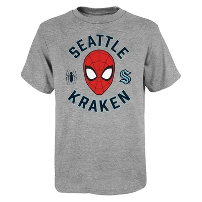 Shop Outerstuff Youth Heather Gray Seattle Kraken Mighty Spidey Marvel T-shirt