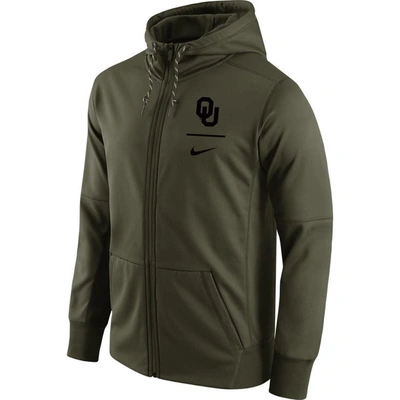 Shop Nike Olive Oklahoma Sooners Tonal Logo Stack Performance Full-zip Hoodie
