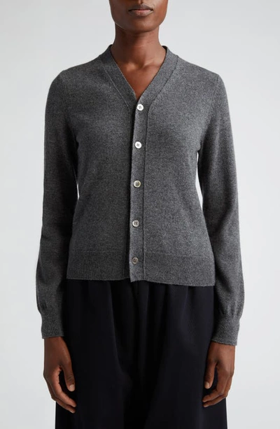 Shop Comme Des Garçons Comme Des Garçons Cashmere Jersey V-neck Cardigan In Grey