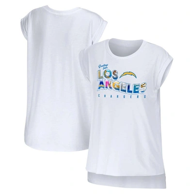 Shop Wear By Erin Andrews White Los Angeles Chargers Greetings From Muscle T-shirt