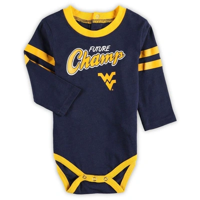 Shop Outerstuff Newborn & Infant Navy/gold West Virginia Mountaineers Little Kicker Long Sleeve Bodysuit & Sweatpant