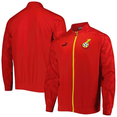 Shop Puma Red Ghana National Team Pre-match Raglan Full-zip Training Jacket