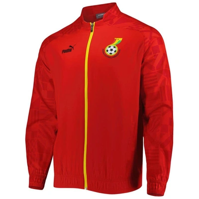 Shop Puma Red Ghana National Team Pre-match Raglan Full-zip Training Jacket