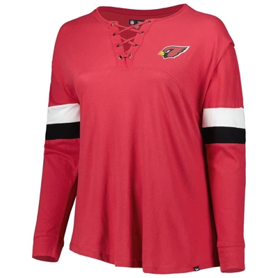 Shop New Era Cardinal Arizona Cardinals Plus Size Athletic Varsity Lace-up V-neck Long Sleeve T-shirt