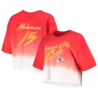 Shop Majestic Threads Patrick Mahomes Red/white Kansas City Chiefs Dip-dye Player Name & Number Crop Top
