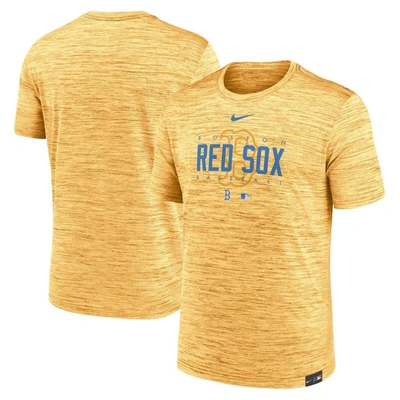 Shop Nike Gold Boston Red Sox City Connect Velocity Practice Performance T-shirt