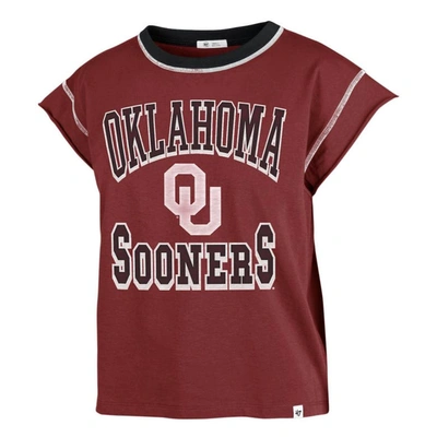 Shop 47 ' Crimson Oklahoma Sooners Sound Up Maya Cutoff T-shirt