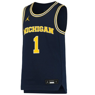 Shop Jordan Brand Youth  #1 Navy Michigan Wolverines Team Replica Basketball Jersey