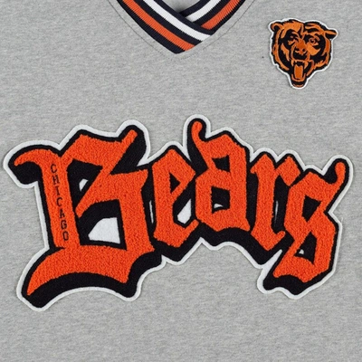 Shop The Wild Collective Heather Gray Chicago Bears Vintage V-neck Pullover Sweatshirt
