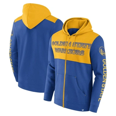 Shop Fanatics Branded Royal/gold Golden State Warriors Skyhook Colorblock Full-zip Hoodie