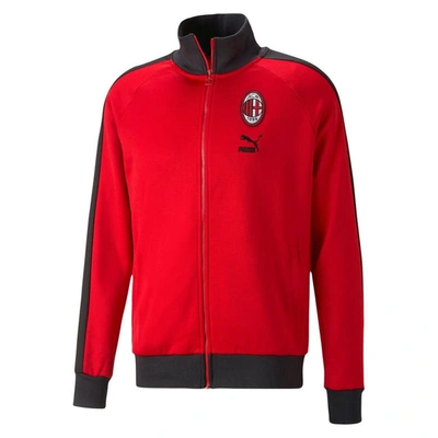 Shop Puma Red Ac Milan Ftblheritage T7 Raglan Full-zip Track Jacket