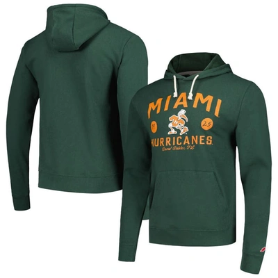 Shop League Collegiate Wear Green Miami Hurricanes Bendy Arch Essential Pullover Hoodie
