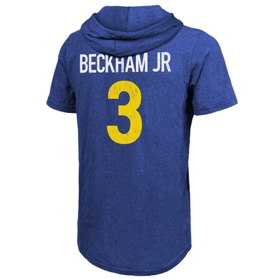Shop Majestic Threads Odell Beckham Jr. Royal Los Angeles Rams Player Name & Number Tri-blend Hoodie T-sh