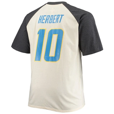 Shop Profile Justin Herbert Oatmeal Los Angeles Chargers Big & Tall Player Name & Number Raglan T-shirt