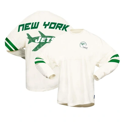 Shop Spirit Jersey Fanatics Branded Cream New York Jets Gridiron Classics Retro Spirit Long Sleeve Top