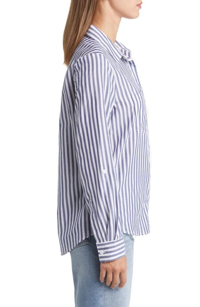 Shop Beachlunchlounge Stripe Cotton & Modal Button-up Shirt In Covent Garden