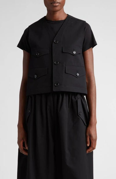 Shop Tao Comme Des Garçons Tartan Lining Detail Yarn Dye Cotton Twill Vest In Black