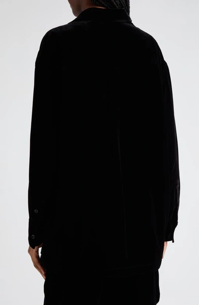 Shop Alexander Wang Long Sleeve Velvet Button-up Shirt In Black