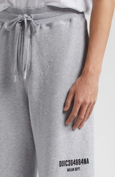 Shop Dolce & Gabbana Dgvib3 Distressed Cotton Sweatpants In Light Grey