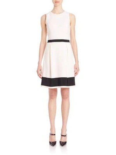 Shop Michael Kors Jackie Grosgrain-trim Dress In White