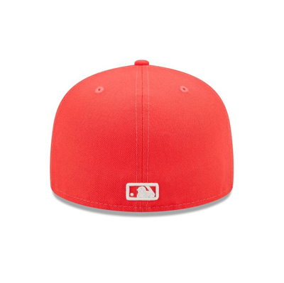Shop New Era Red Los Angeles Dodgers Lava Highlighter Logo 59fifty Fitted Hat