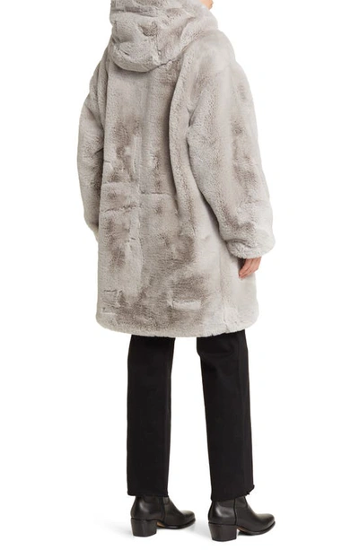 Shop Moose Knuckles State Bunny Faux Fur Hooded Coat In Willow Grey