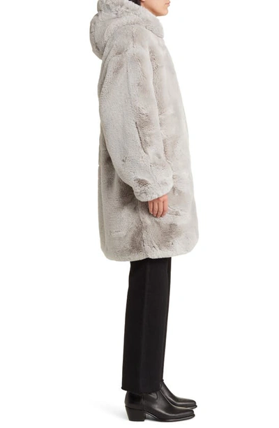 Shop Moose Knuckles State Bunny Faux Fur Hooded Coat In Willow Grey