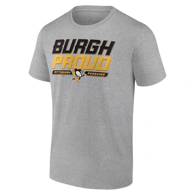 Shop Fanatics Branded Heathered Gray Pittsburgh Penguins Hometown Collection Burgh Proud T-shirt In Heather Gray