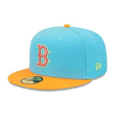 Shop New Era Blue/orange Boston Red Sox Vice Highlighter 59fifty Fitted Hat