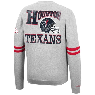 Shop Mitchell & Ness Heathered Gray Houston Texans Allover Print Fleece Pullover Sweatshirt In Heather Gray