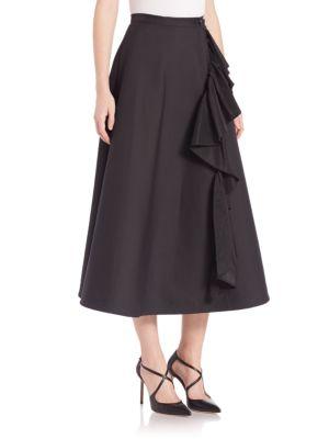 Tome Ruffled Taffeta-trimmed Cotton-blend Skirt In Black | ModeSens