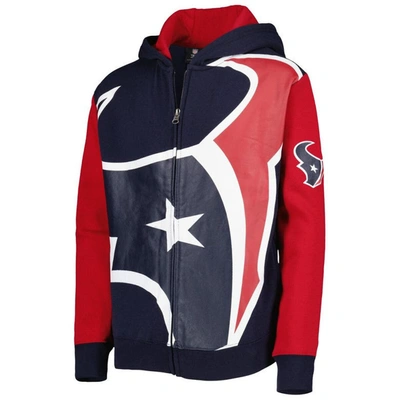 Shop Outerstuff Youth Navy/red Houston Texans Poster Board Full-zip Hoodie