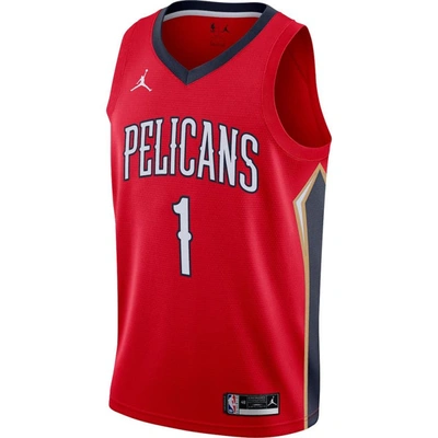 Shop Jordan Brand Zion Williamson Red New Orleans Pelicans 2020/21 Swingman Jersey