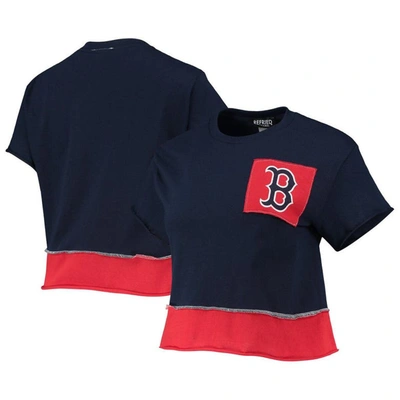 Shop Refried Apparel Navy Boston Red Sox Cropped T-shirt