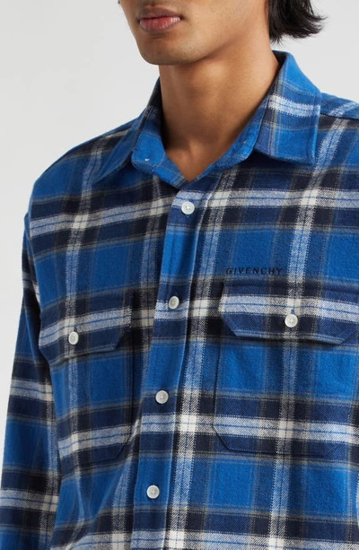 Shop Givenchy Lumberjack Plaid Cotton Button-up Shirt In Blue