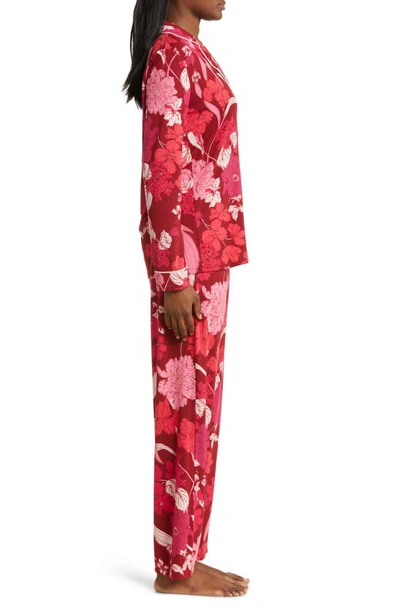 Shop Nordstrom Moonlight Eco Knit Pajamas In Red Velvet Lisolette Flora