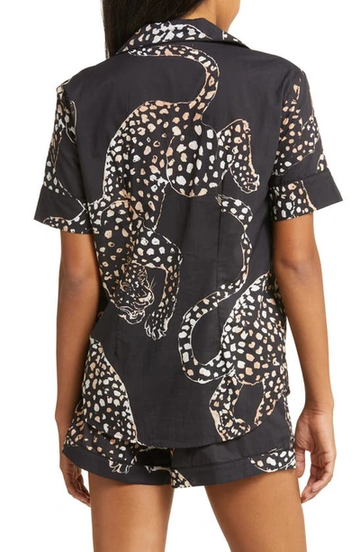 Desmond & Dempsey Print Cotton Short Pajamas In Jag Navy