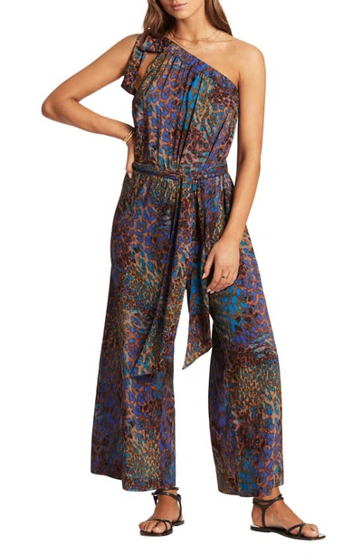 Shop Sea Level One-shoulder Tie Waist Cover-up Jumpsuit In Blue