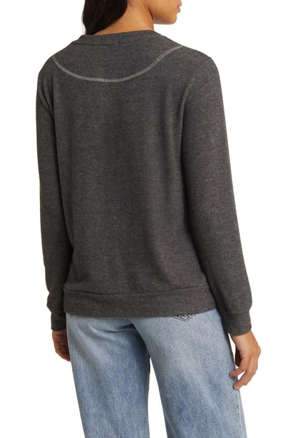Loveappella Crewneck Long Sleeve Top In Charcoal