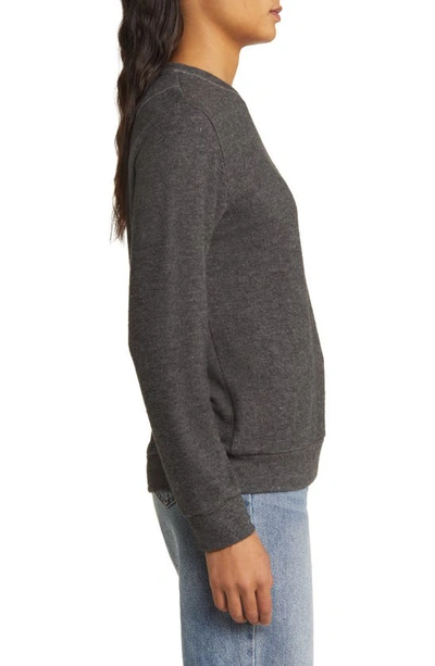 Shop Loveappella Crewneck Long Sleeve Top In Charcoal