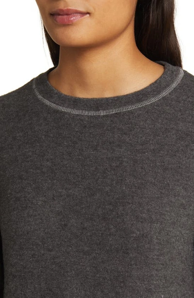 Shop Loveappella Crewneck Long Sleeve Top In Charcoal