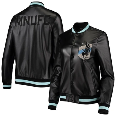 Shop The Wild Collective Black Minnesota United Fc Full-snap Bomber Jacket