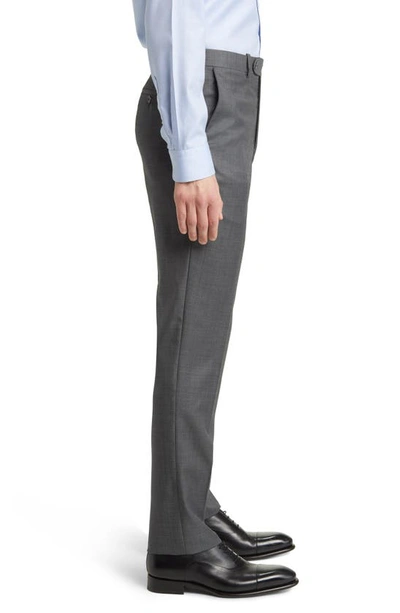 Shop Peter Millar Harker Flat Front Wool Dress Pants In Grey