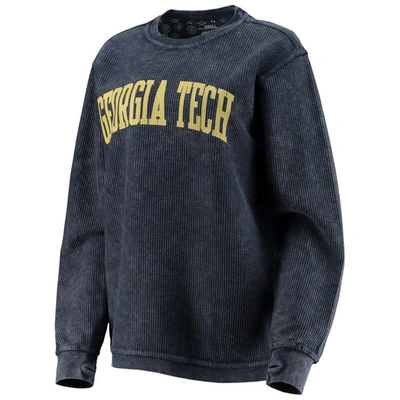 Shop Pressbox Navy Georgia Tech Yellow Jackets Comfy Cord Vintage Wash Basic Arch Pullover Sweatshirt