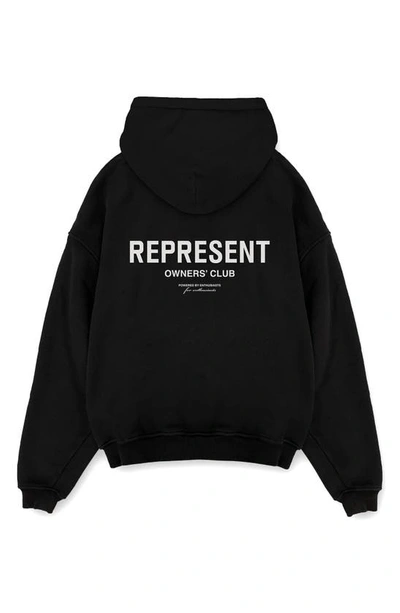 Shop Represent Owners Club Cotton Graphic Hoodie In Black